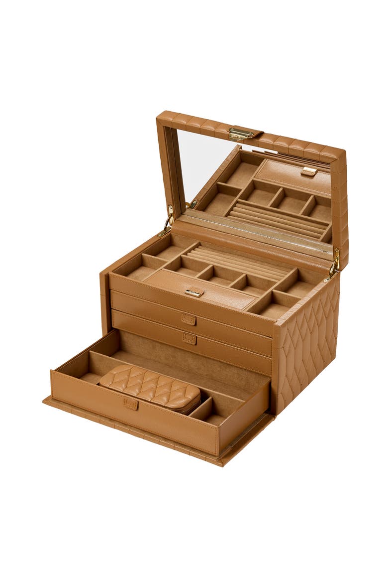 Lauren Large Jewelry Box, Alternate, color, Caramel
