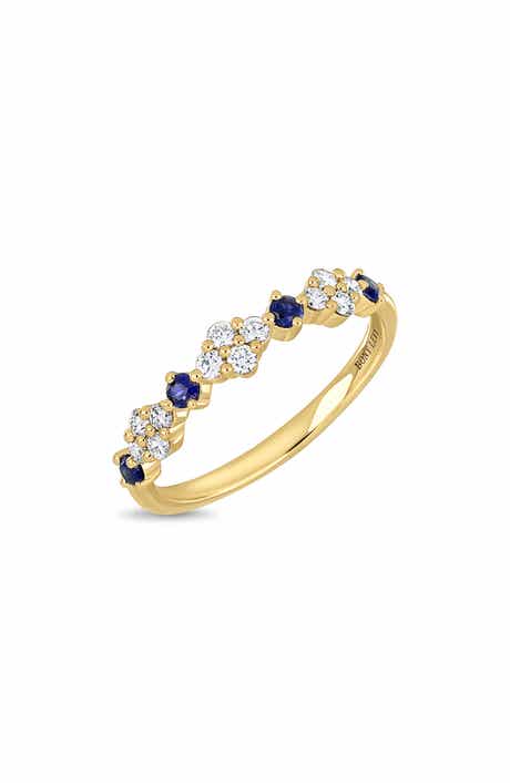 El Mar 18k Gold Sapphire and Diamond Band Ring