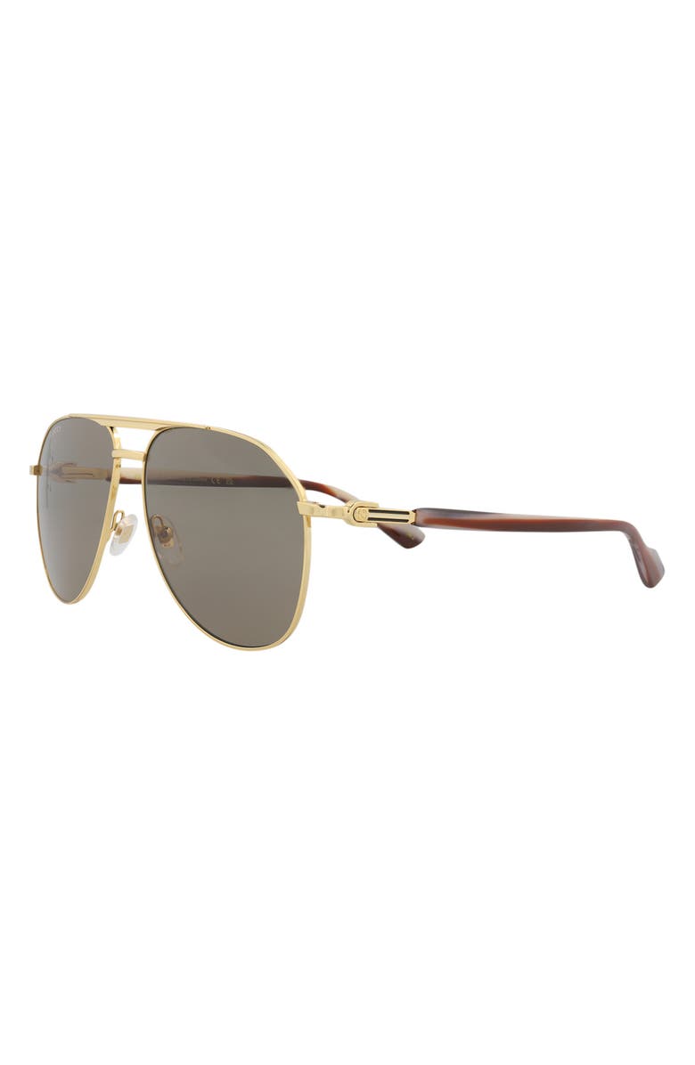 Gucci 59mm Aviator Sunglasses, Alternate, color, Gold Gold Brown