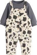 NEXT Kids' Cow Print Corduroy Overalls & Long Sleeve Bodysuit Set