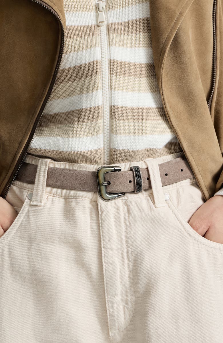Brunello Cucinelli Suede belt, Alternate, color, Light Brown