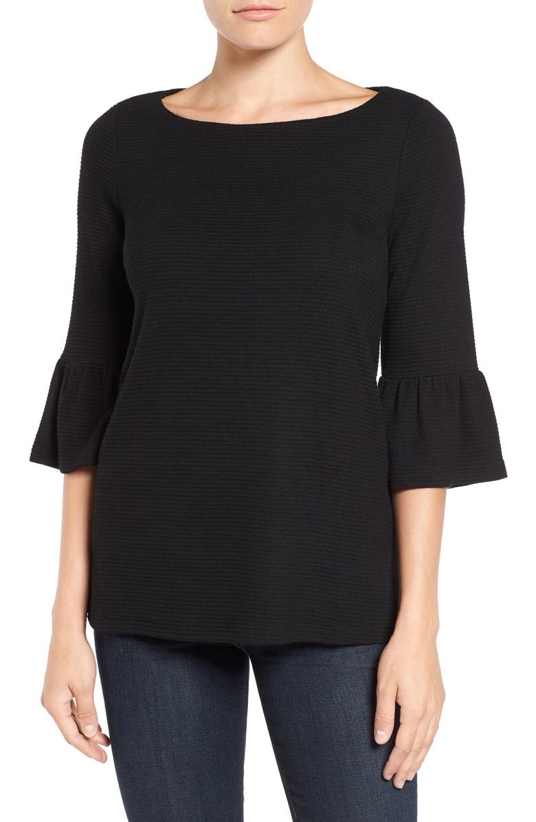 Pleione Stripe Knit Bell Sleeve Top, Main, color,