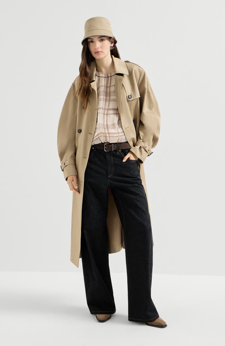 Brunello Cucinelli Macrocheck print T-shirt, Alternate, color, White