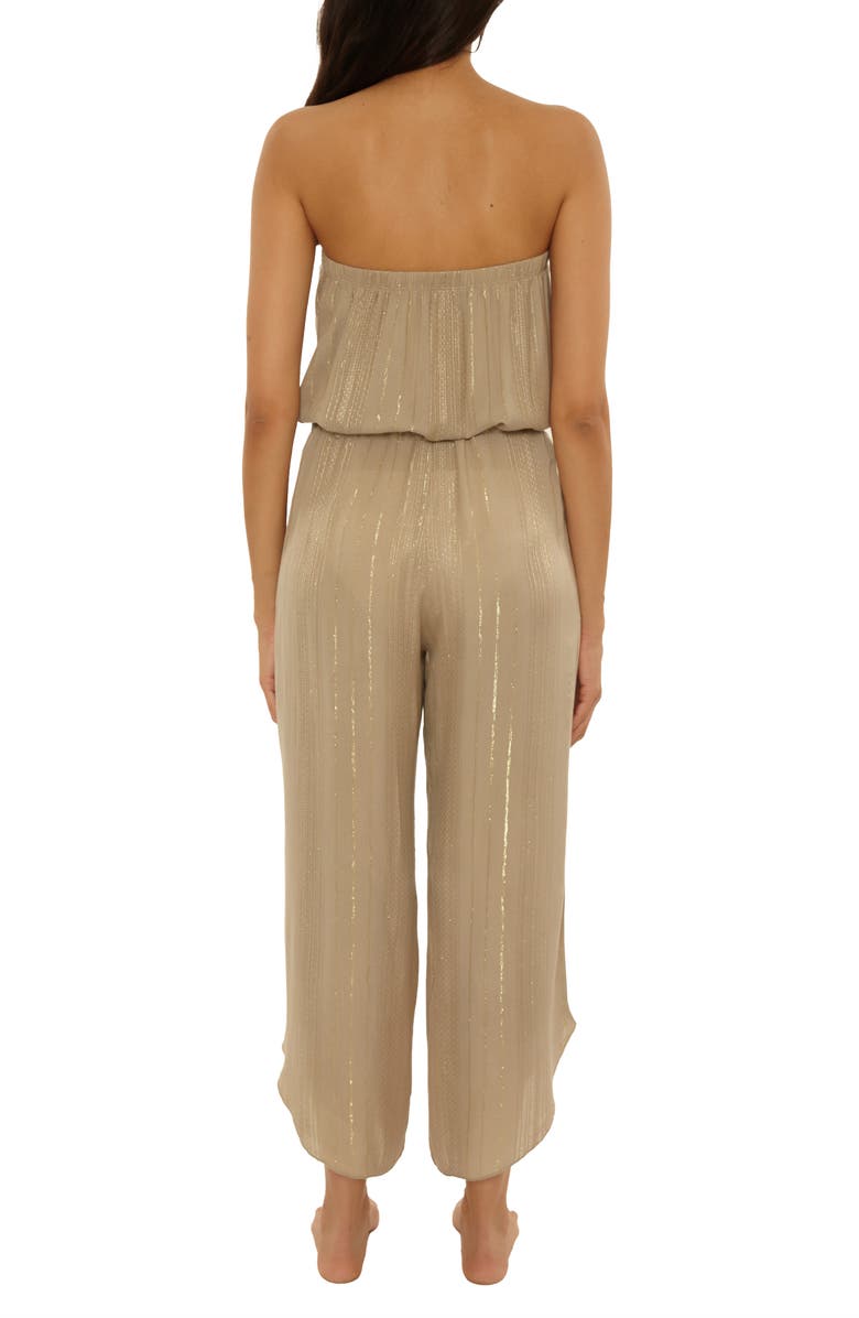 Becca Radiance Strapless Cover-Up Jumpsuit, Alternate, color, Latte