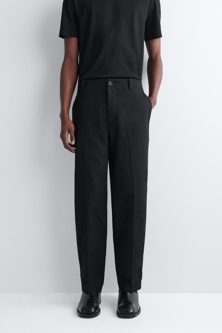 Cotton-Canvas Regular-Fit Straight-Leg Chinos, Alternate, color, BLACK