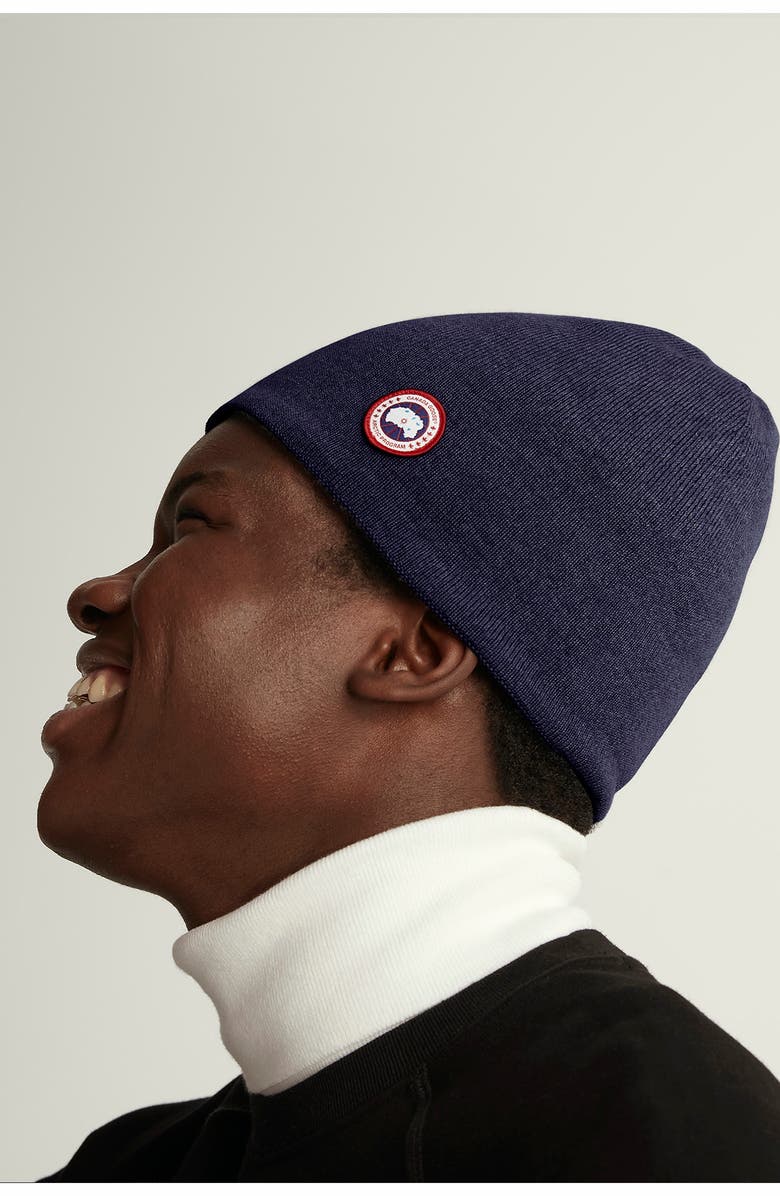 Canada Goose Standard Wool Blend Beanie, Alternate, color, Navy Heather