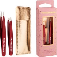 TWEEZERMAN Vintage Rose Mini Tweezer Set with Case $35 Value