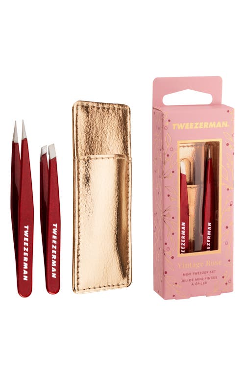 Tweezerman Vintage Rose Mini Tweezer Set With Case $24 Value In Pink