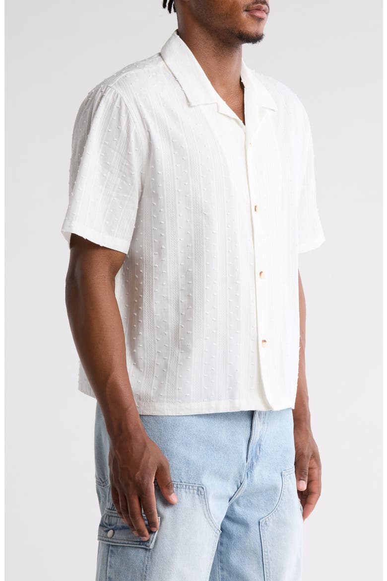 Pointelle Camp Shirt, Alternate, color, WHITE