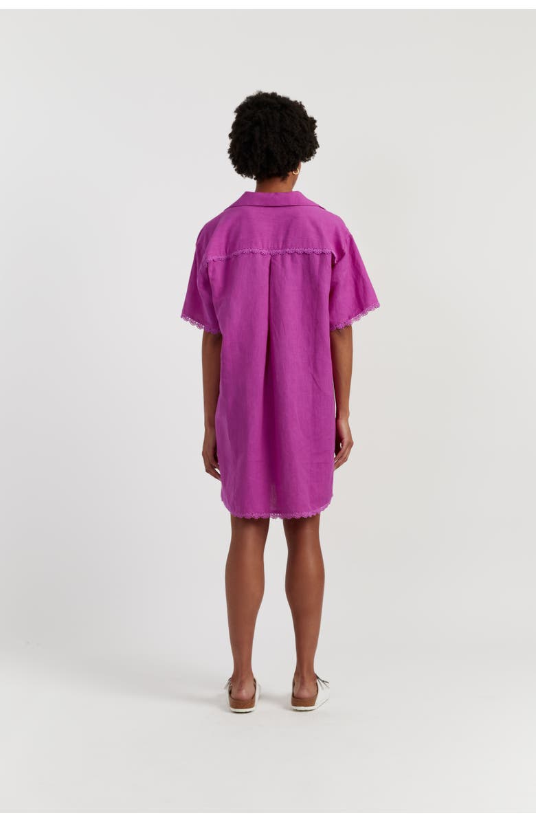 Chinti & Parker Linen-Blend Scallop Tunic Dress, Alternate, color, Magenta