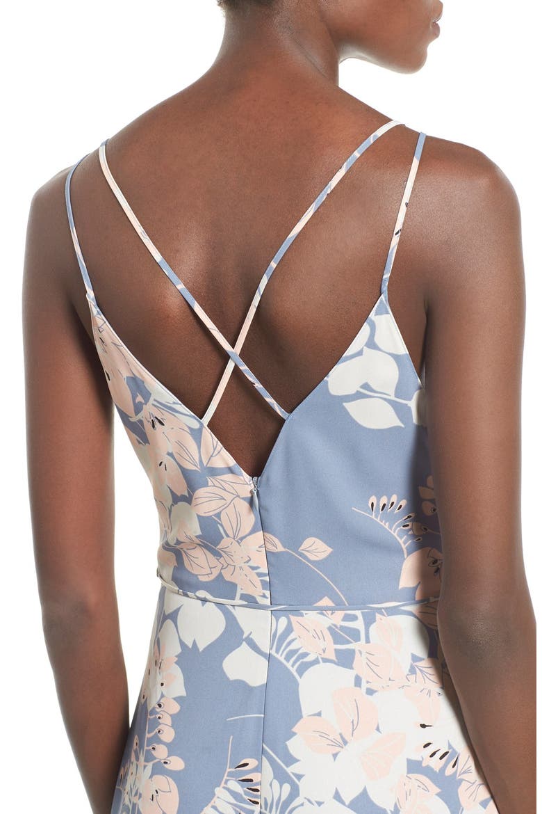 ASTR Wrap Front High/Low Dress, Alternate, color, BLUE MULTI FLORAL