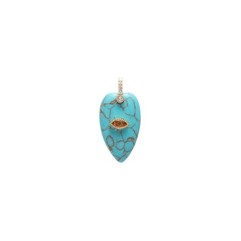 Evil Eye Elongated Heart Natural Stone Pendant