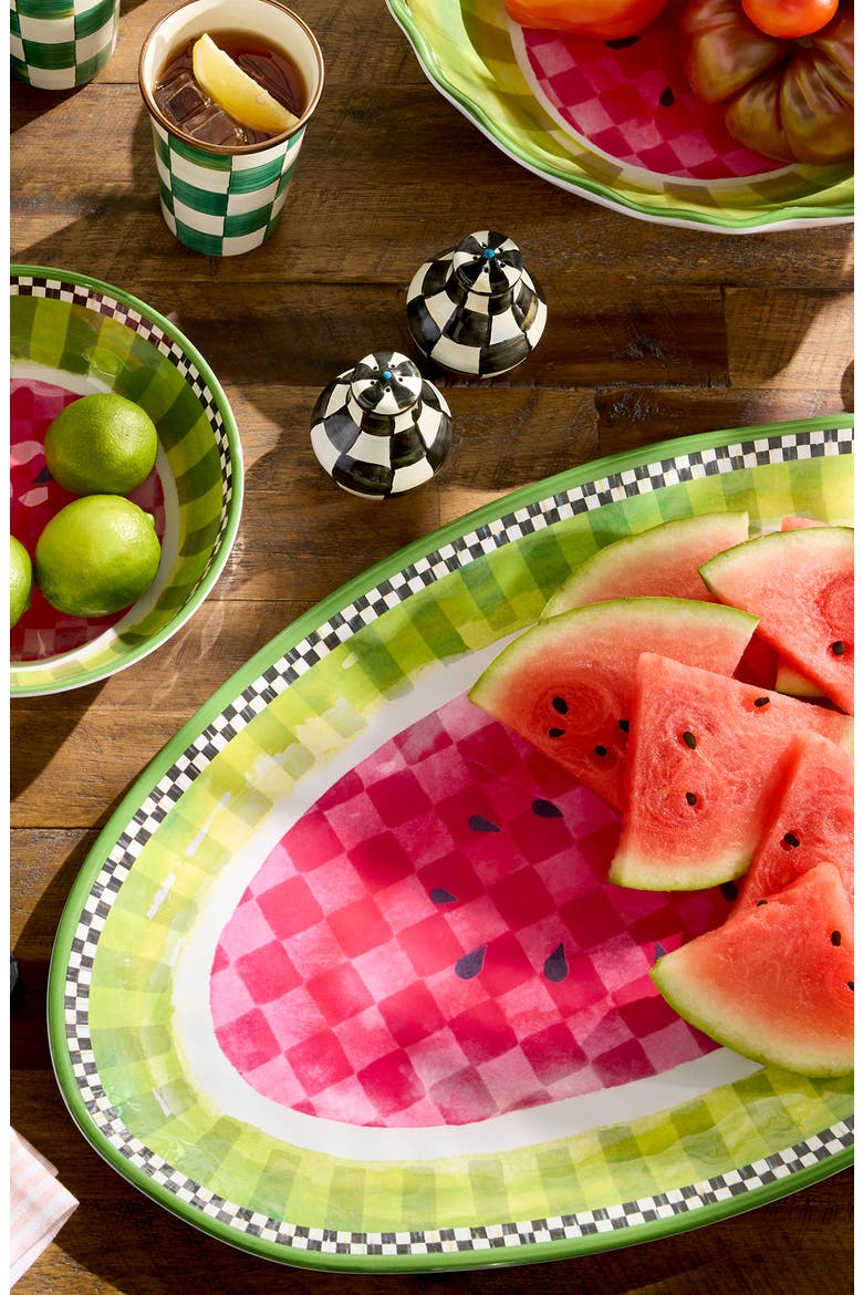 Watermelon Oval Melamine Platter, Alternate, color, GREEN