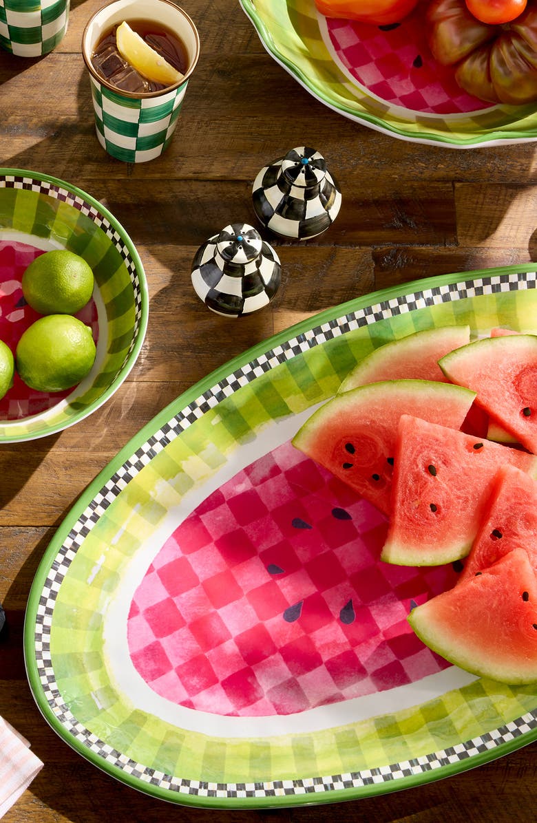 MACKENZIE CHILDS Watermelon Oval Melamine Platter, Alternate, color, Green