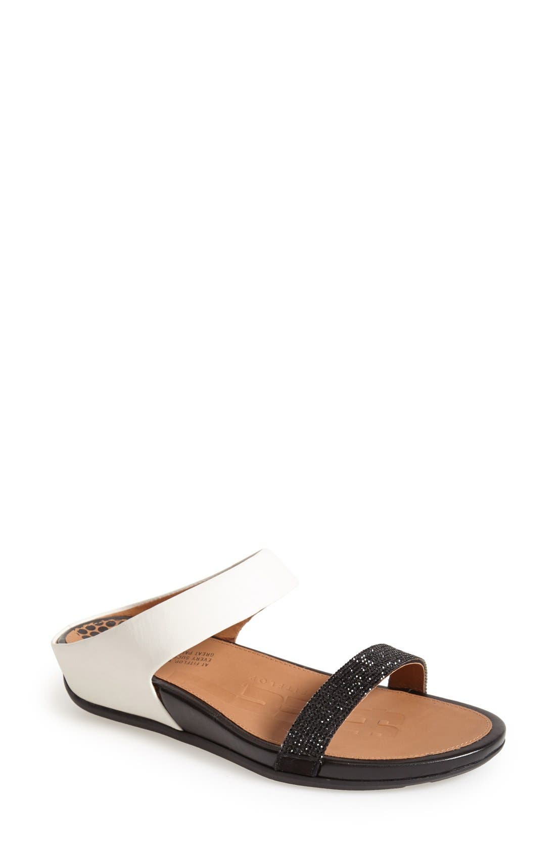 FitFlop™ 'Banda' Slide Sandal, Main, color, BLACK/ WHITE