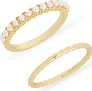 ARGENTO VIVO Set of 2 Faux Pearl Stackable Rings