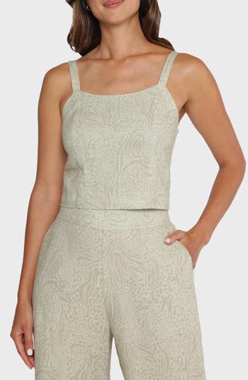 Matty M . Abigail Linen Blend Camisole In Green
