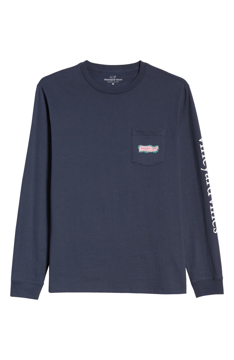 vineyard vines Garland Logo Box Long Sleeve Pocket T-Shirt, Alternate, color,