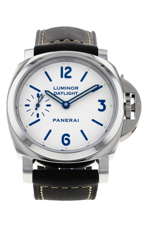 Watchfinder & Co. Panerai Preowned Luminor 8 Days Leather Strap Watch, 44mm in White 