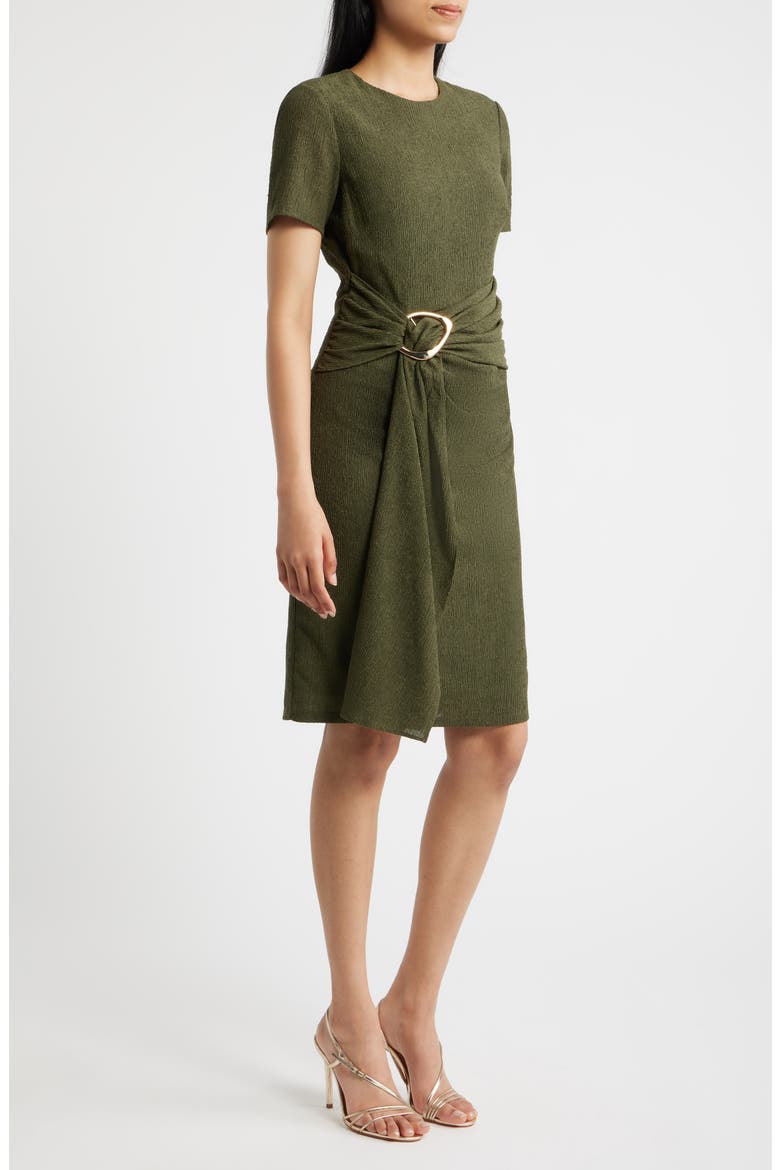 Side Tie Textured Knit Dress, Alternate, color, OLIVE