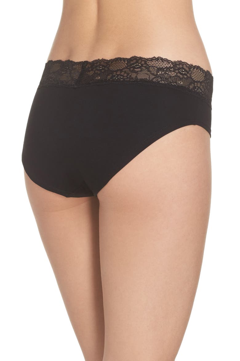 Lace Trim Hipster Briefs, Alternate, color, BLACK