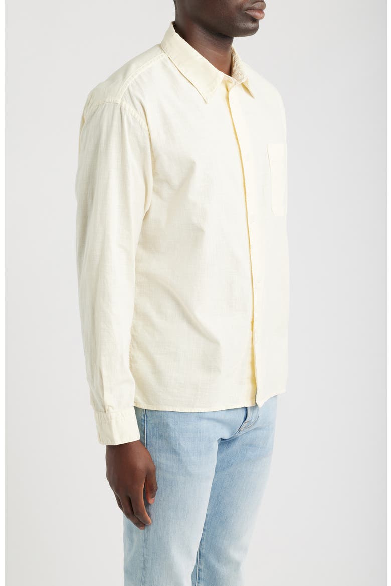 Textured Long Sleeve Cotton Button-Up Shirt, Alternate, color, OFF WHITE