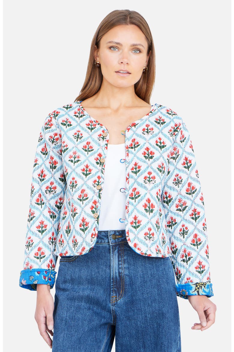 Boho Cotton Reversible Quilted Jacket, Alternate, color, Blue
