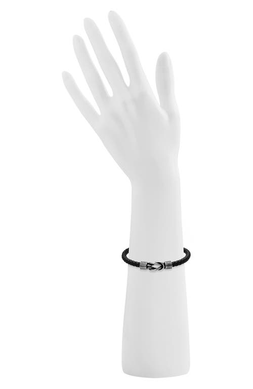Geoffrey Beene Stainless Steel Knot Leather Bracelet