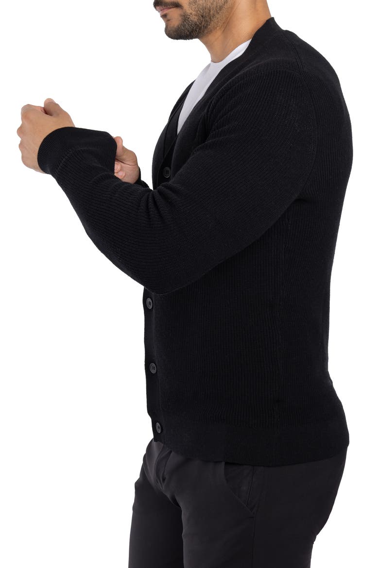 V-Neck Sweater Cardigan, Alternate, color, BLACK