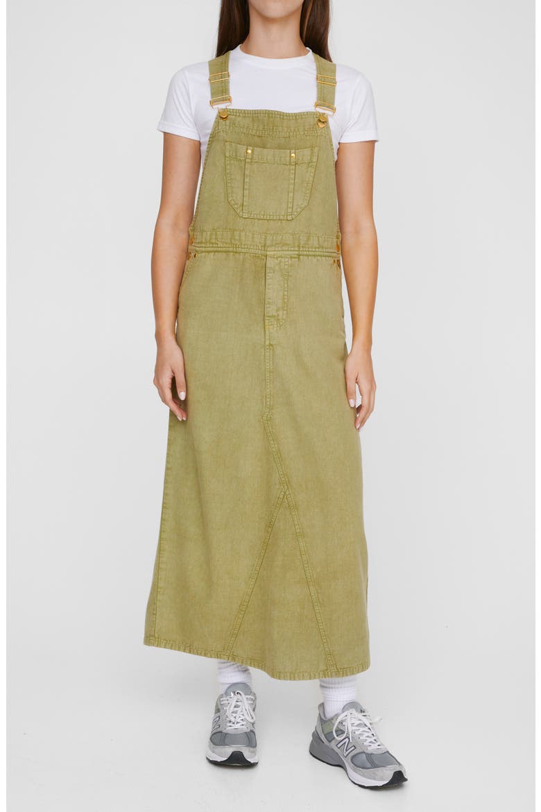 Denim Overall Maxi Dress, Main, color, KHAKI