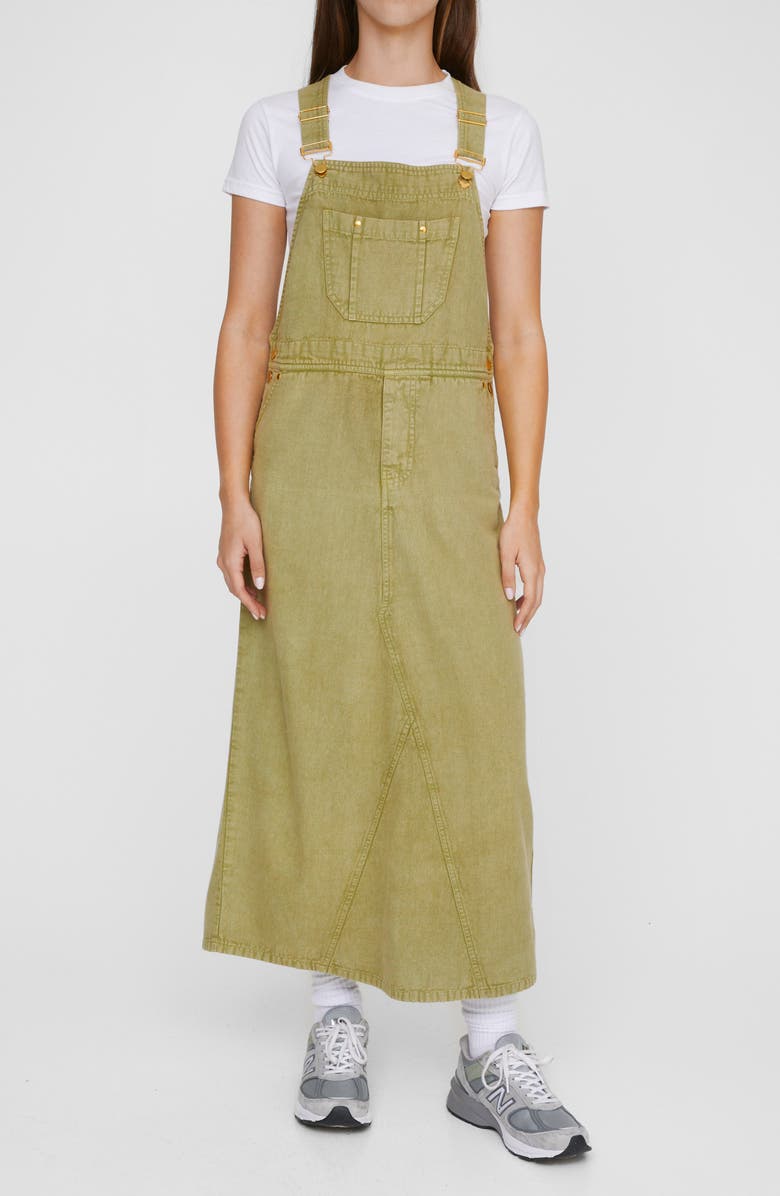 NASTY GAL Denim Overall Maxi Dress, Main, color, Khaki