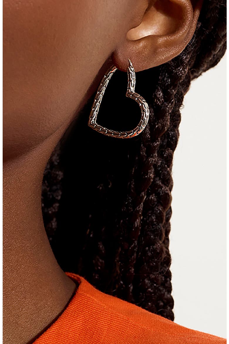 Essentials Heart Hoop Earrings, Alternate, color, SILVER