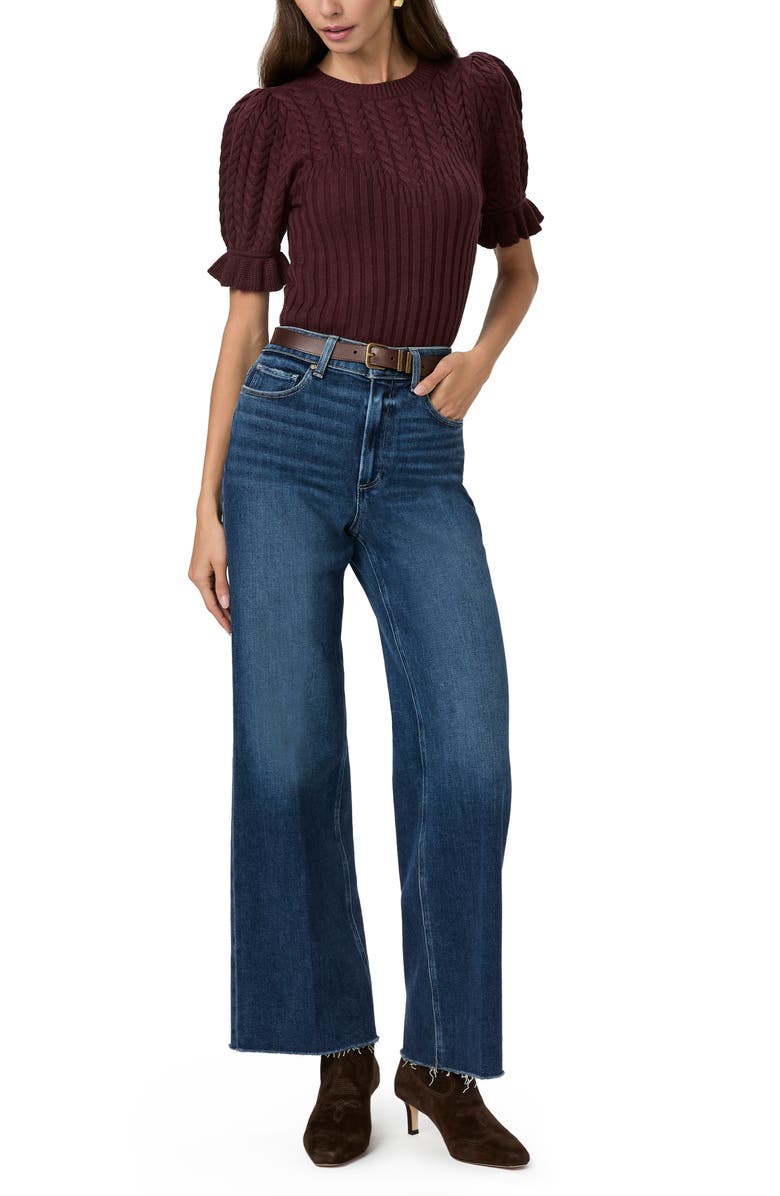 PAIGE Ansa Puff Sleeve Top, Alternate, color, Oxblood