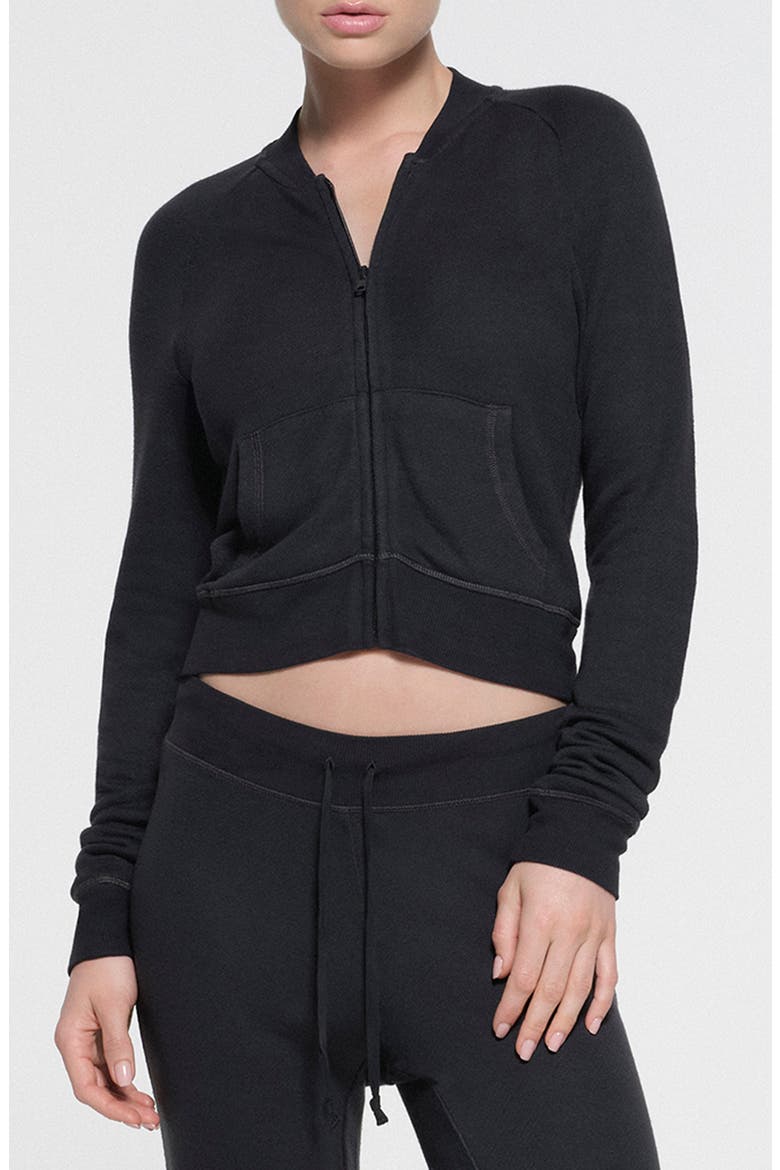 Light French Terry Shrunken Zip Up, Main, color, ASH