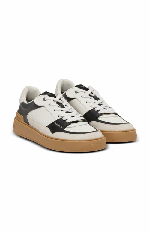 Balmain B-court Flip Leather Trainers In Gray