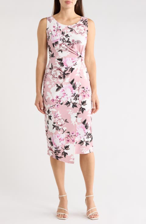 Floral Twist Waist Crepe Dress
