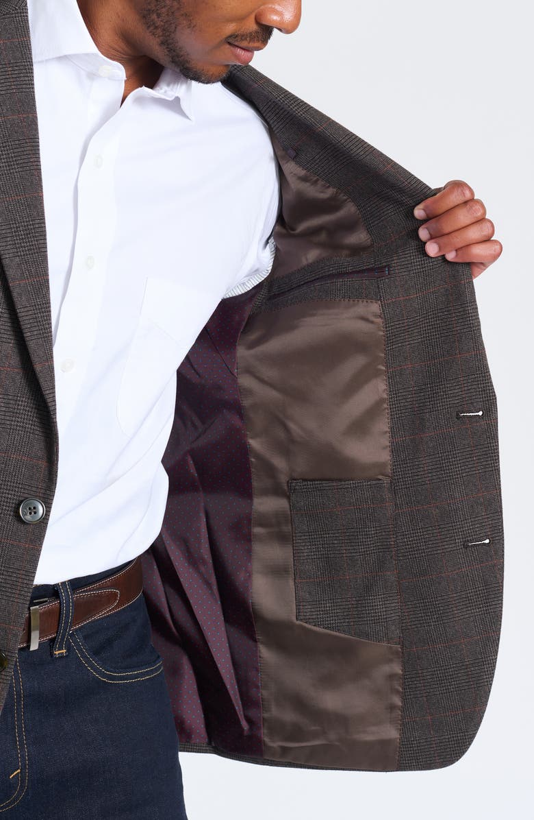 SAVILE ROW CO Brown Plaid Blazer, Alternate, color, Brown