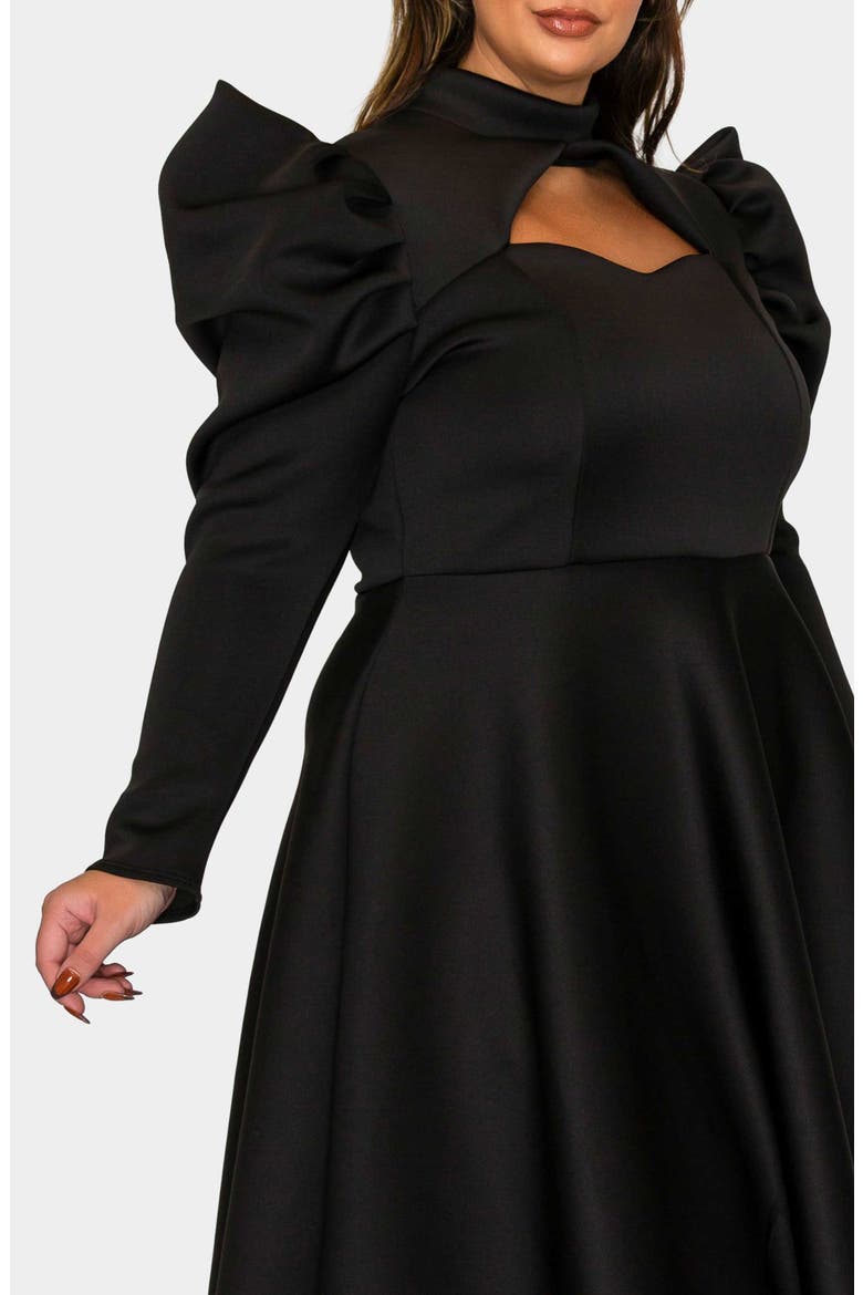 Isabella Neoprene Midi Dress, Alternate, color, BLACK