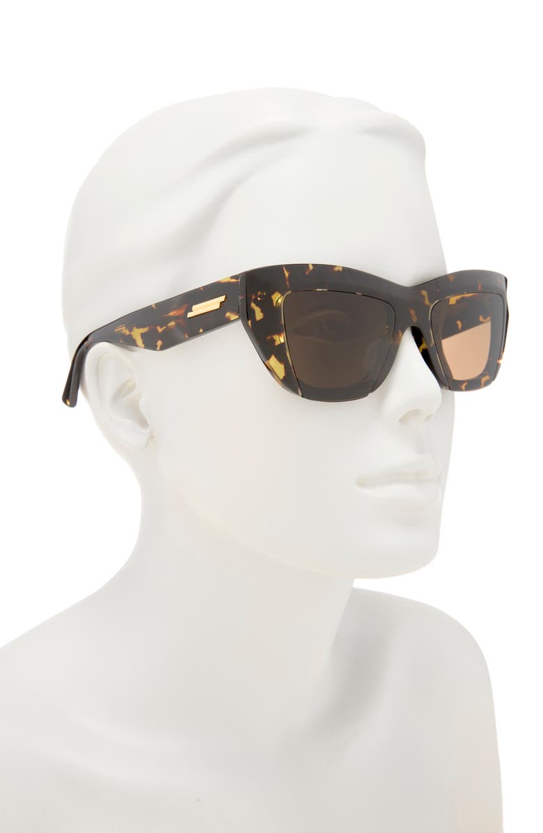 Bottega Veneta 52mm Cat Eye Sunglasses, Alternate, color, Havana Havana Brown