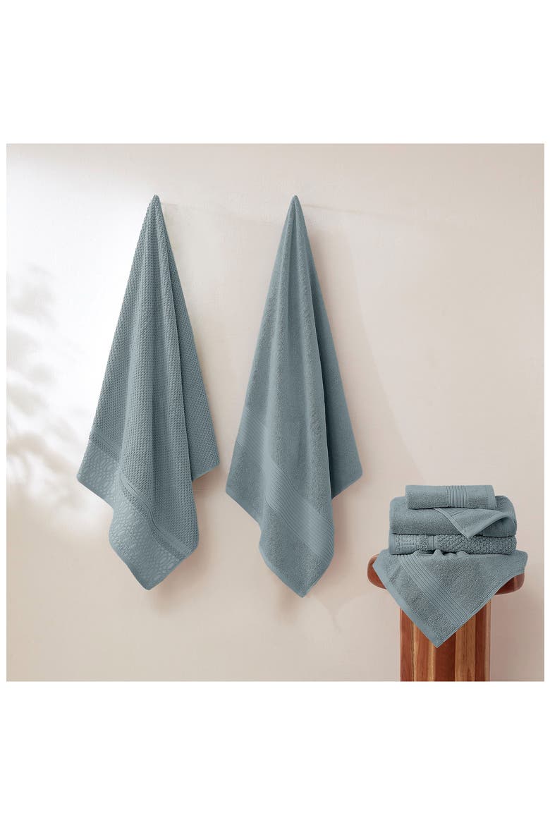 Jacquard 6-Piece Towel Set, Alternate, color, SOFT GRAY