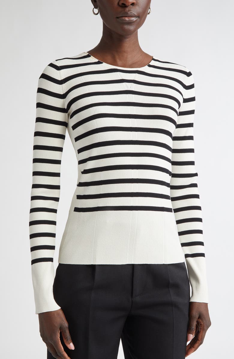ST. JOHN Breton Stripe Sweater, Alternate, color, Ecru/ Black Multi