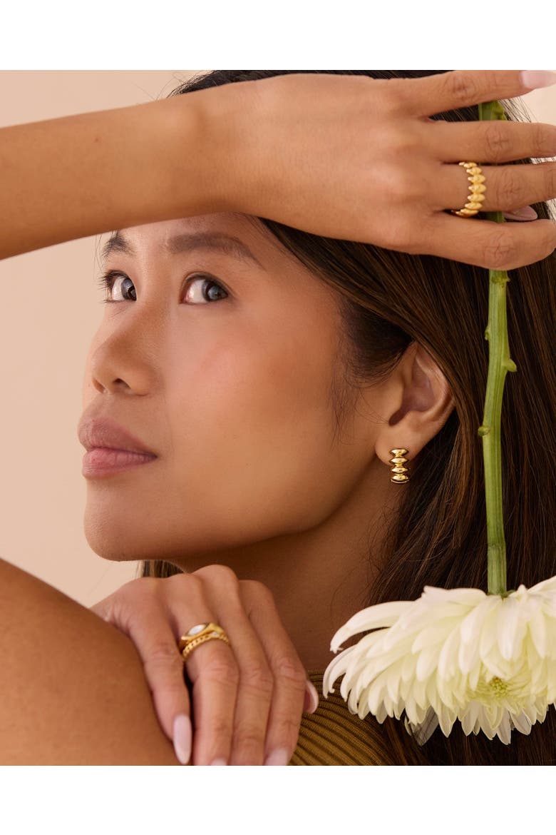 Jasmine Reversible Pearl and Gold Hoop Earrings, Alternate, color, Gold