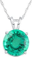 Bliss Diamond 2.70Ct Round Green Emerald Solitaire Pendant 14k Gold 18" Necklace Lab Grown 9MM