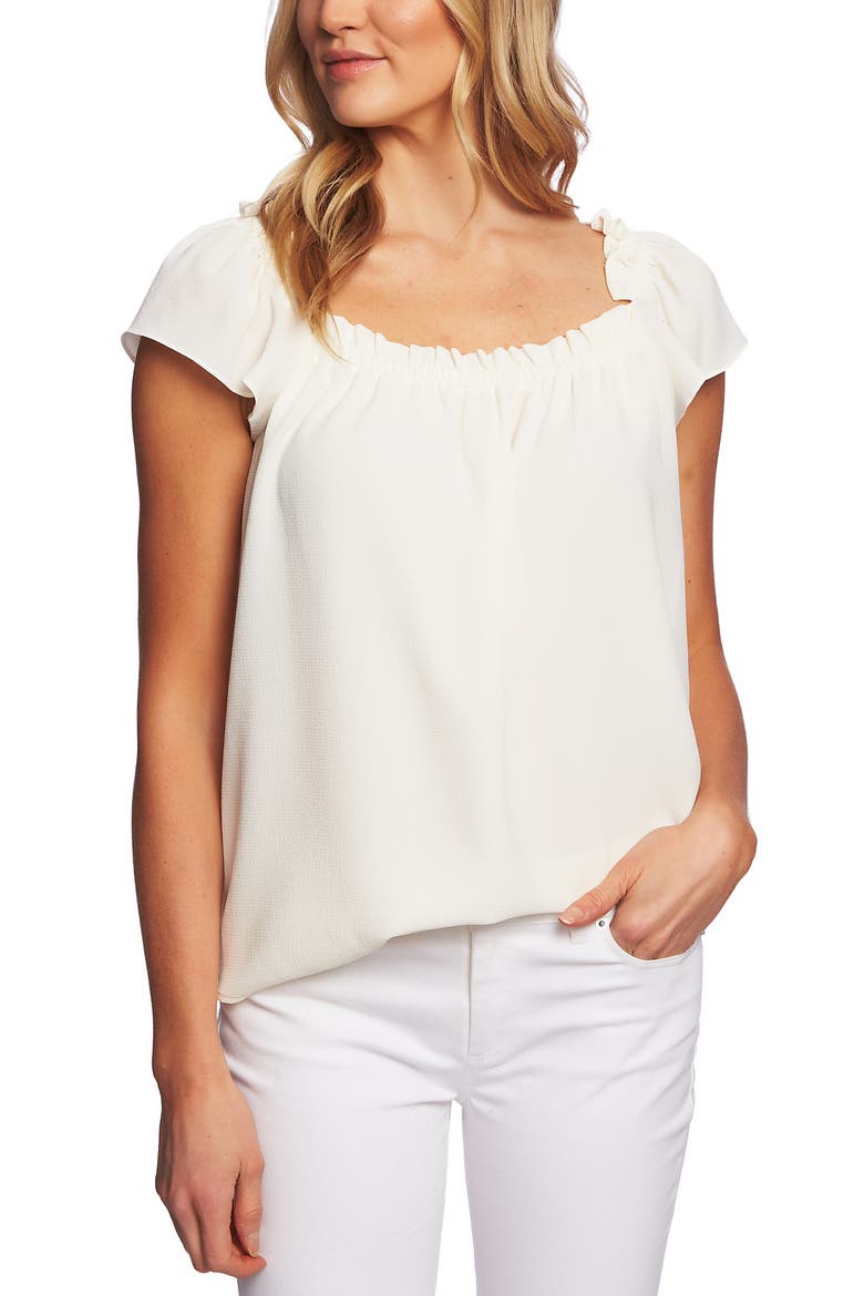 Square Neck Blouse, Main, color, SOFT ECRU