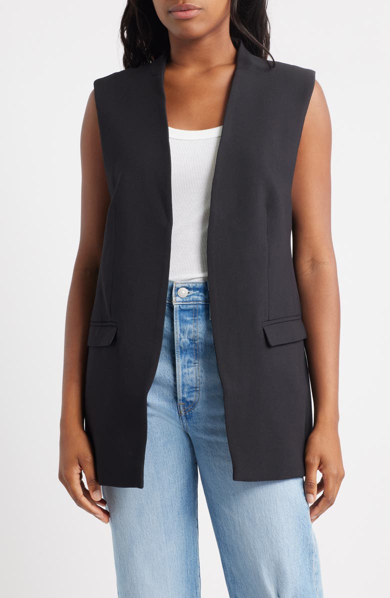 Topshop Chuck On Blazer Vest, Main, color, Black