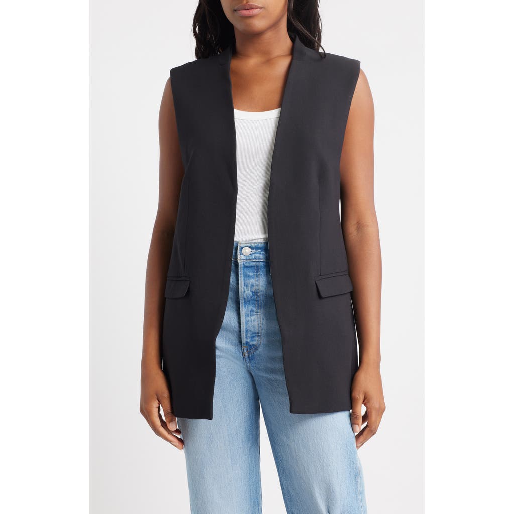 Topshop Chuck On Blazer Vest In Black