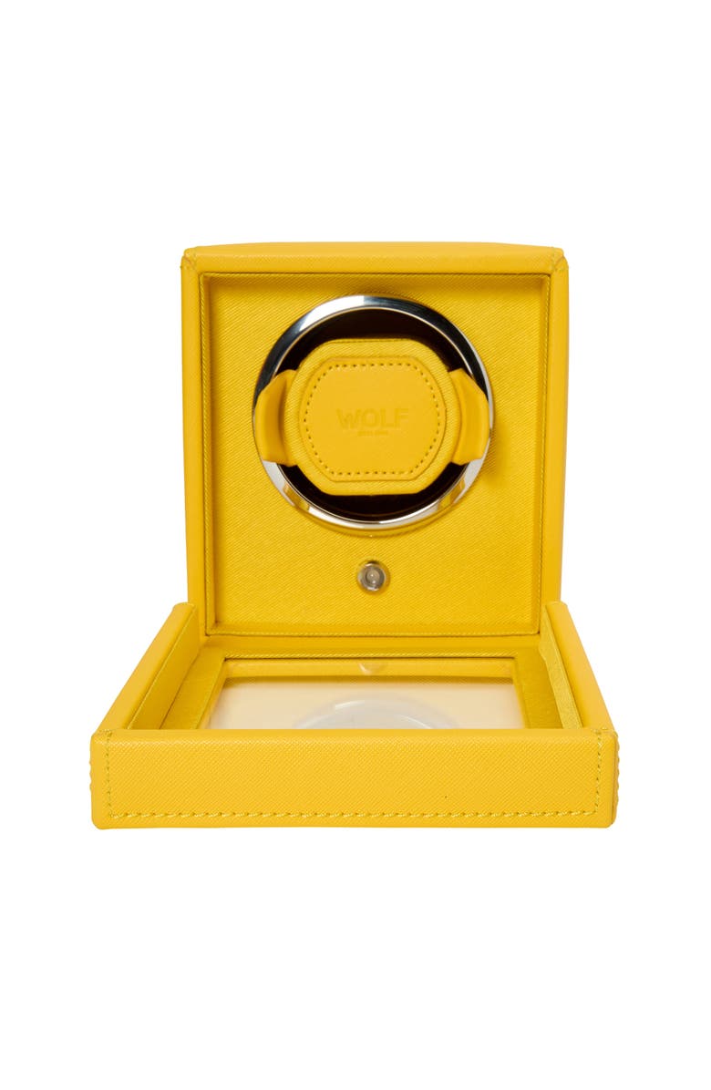 WOLF Cub Single Watch Winder with Cover, Alternate, color, Yellow