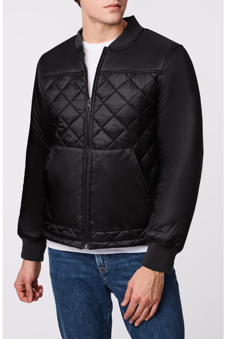 Apex Quilted Recycled Nylon Bomber Jacket, Main, color, BLACK