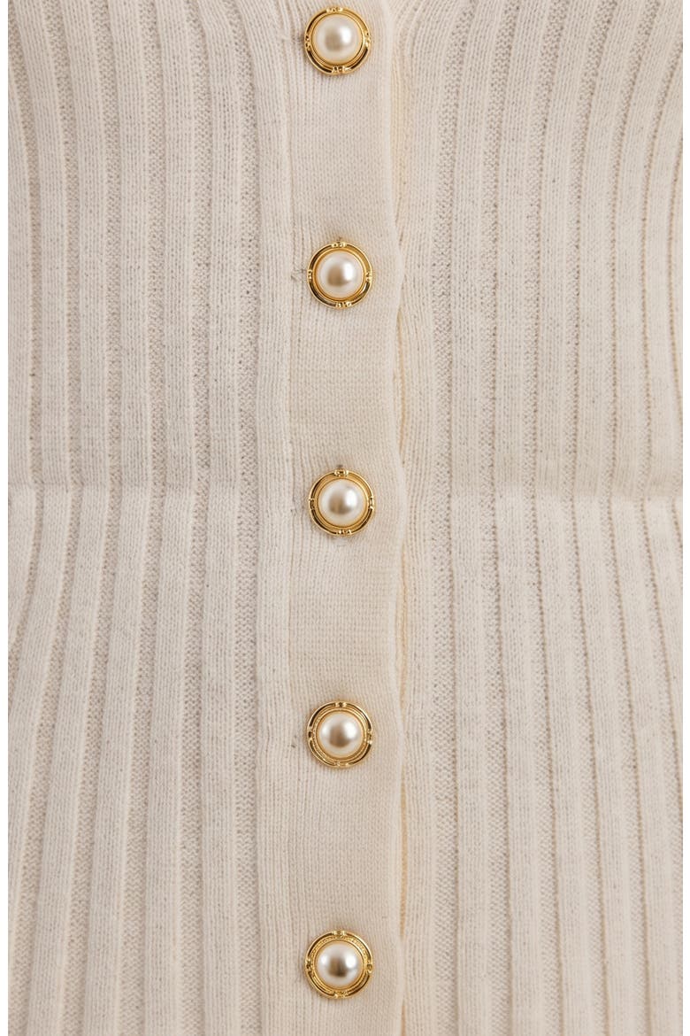 V-Neck Long Sleeve Button-Up Sweater Dress, Alternate, color, BONE
