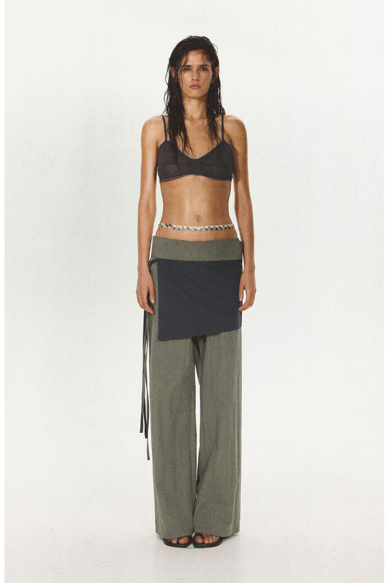 Tied Overlay Wide Leg Pants, Alternate, color, GREY